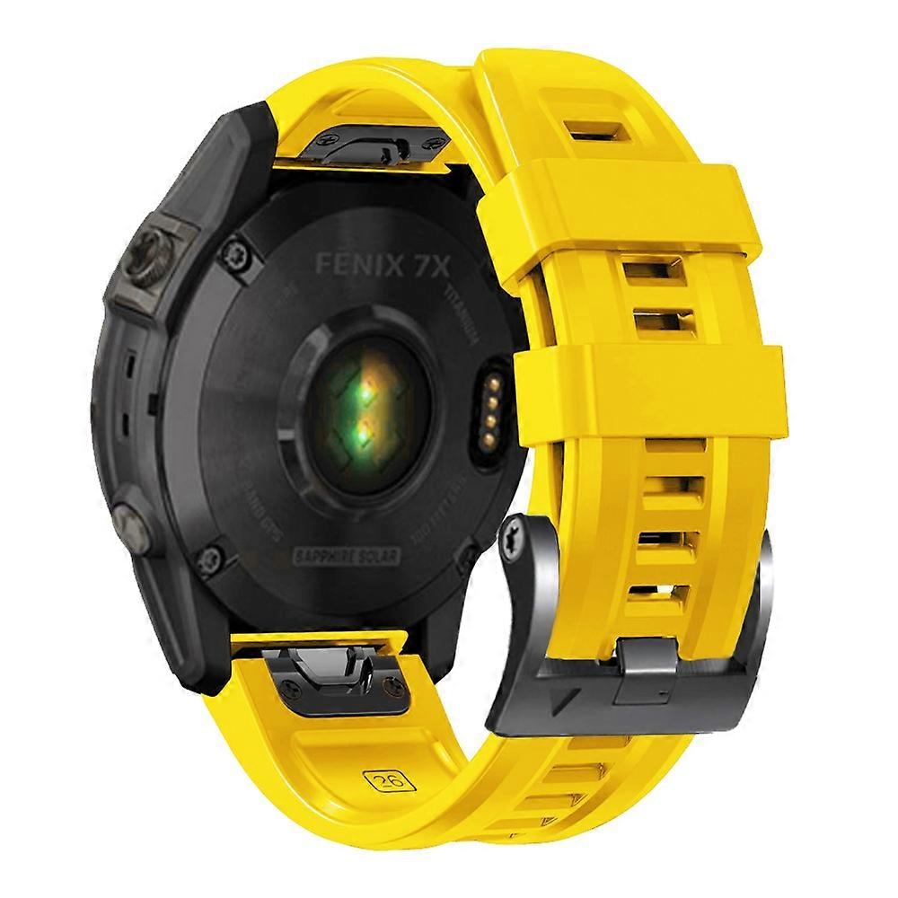 Pour Garmin Tactix 7 Pro Fenix 7X Fenix 6X Pro Bracelet de montre en silicone 26mm Bracelet avec boucle noire