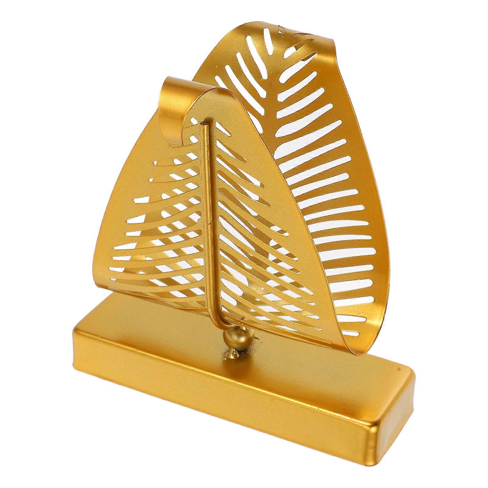 Golden Iron Napkin Holder with Leaf Design for Decoration Versatile Use Stylish and Practical 6.5 x 4.3 Inches