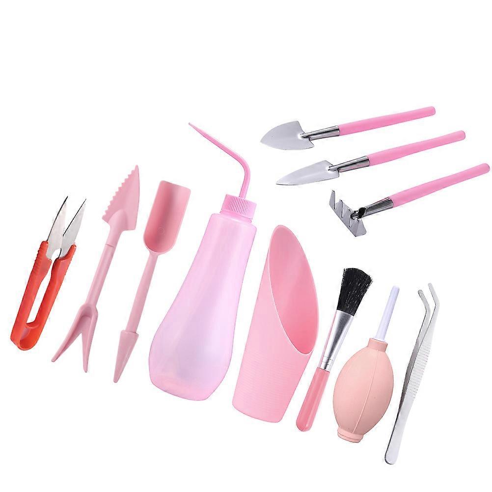 Pink Mini Succulent Planting Kit with Plastic Tools for Garden Use Lightweight and Portable 11pcs Set