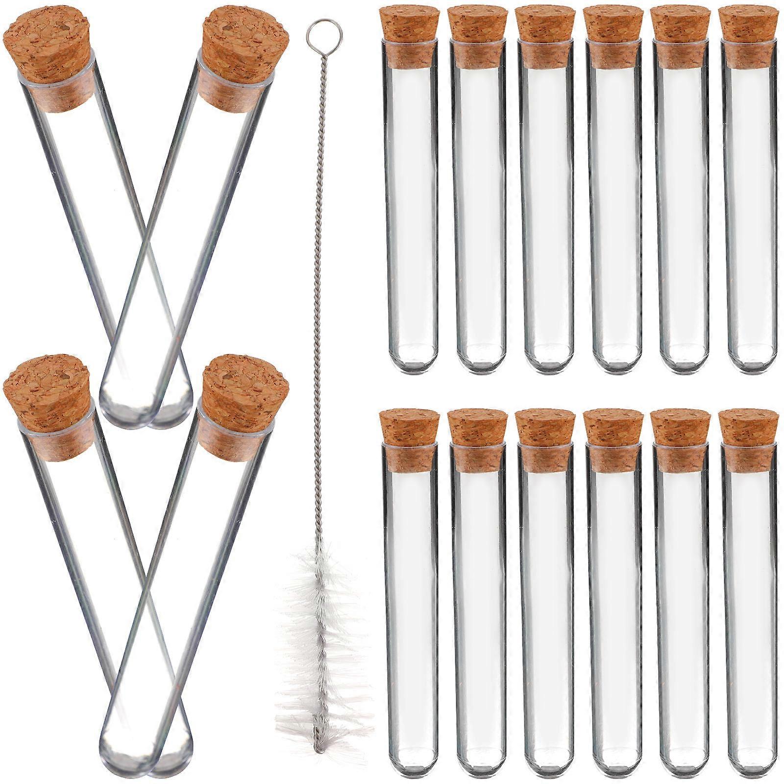 Plastic Test Tubes Sealed Storage For Scientists And Students 1.2x7.5cm Eco Friendly Material 100Set With Cork Stoppers