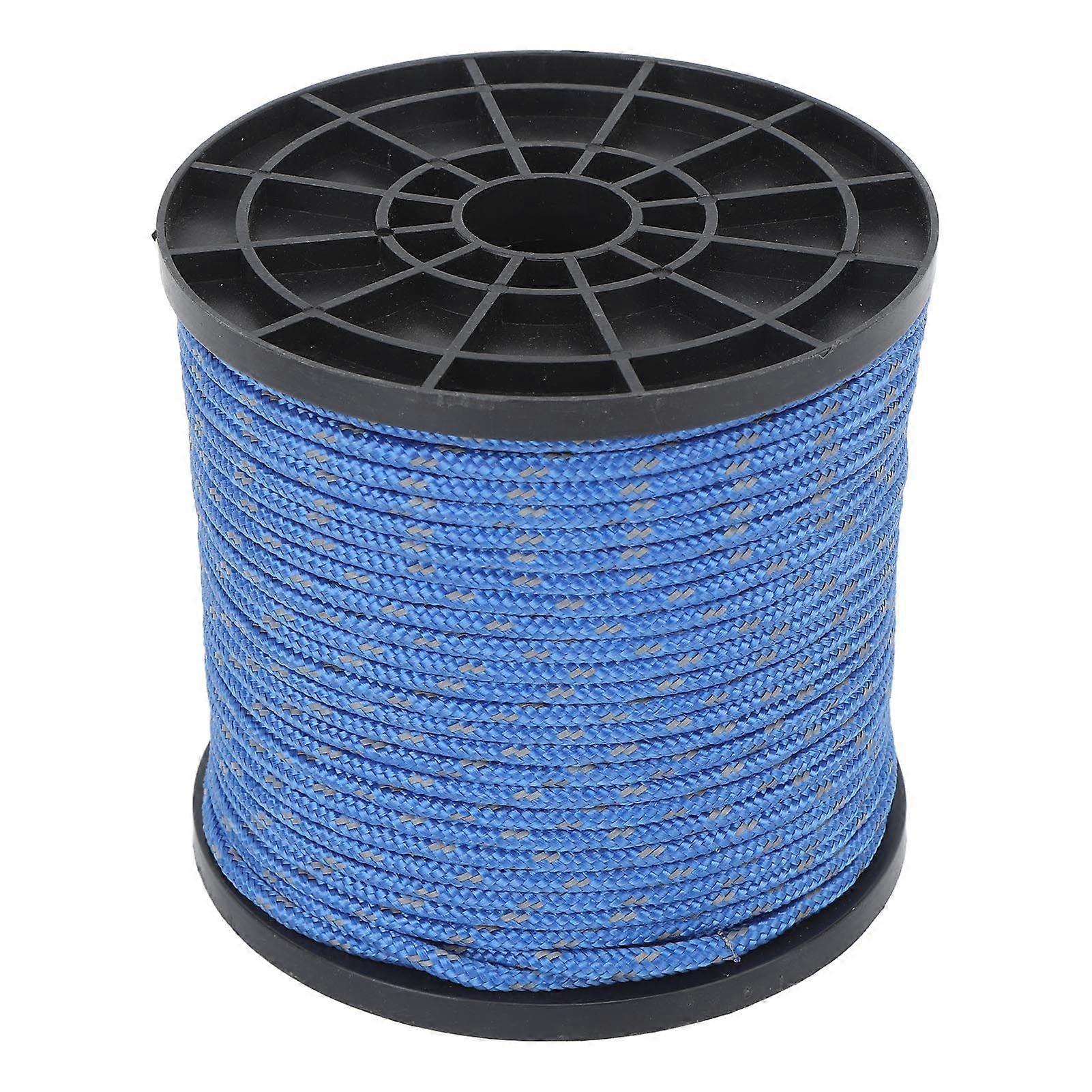 Reflective Camping Rope Texture Weaving 164ft 4mm Polyester Parachute Cord for Travel Hiking Backpacking Blue
