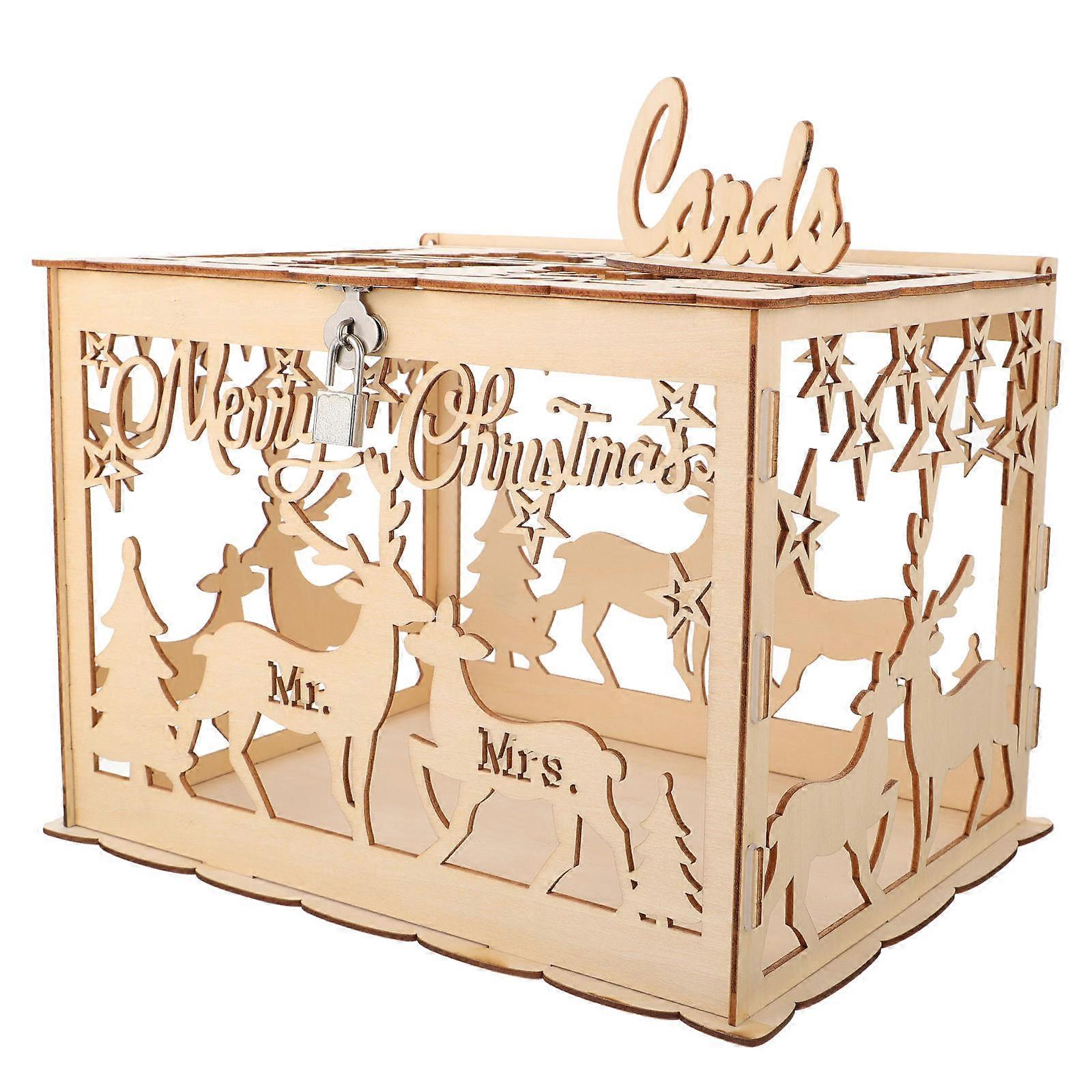 Rectangular Wedding Cards Box For Families In Khaki With Card Collection 1Set