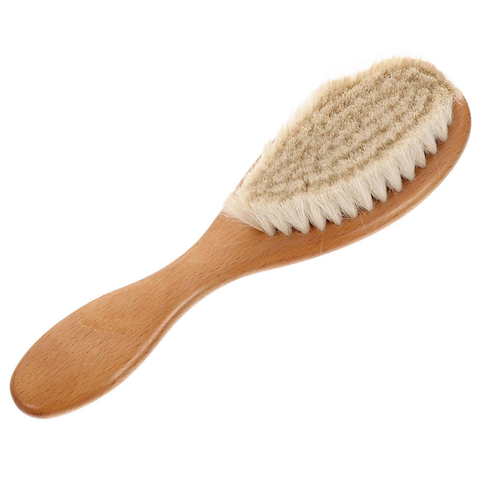 Baby Hair Brush with Natural Wool Bristles for Gentle Scalp Massage and Detangling Chocolate Color Lightweight Portable