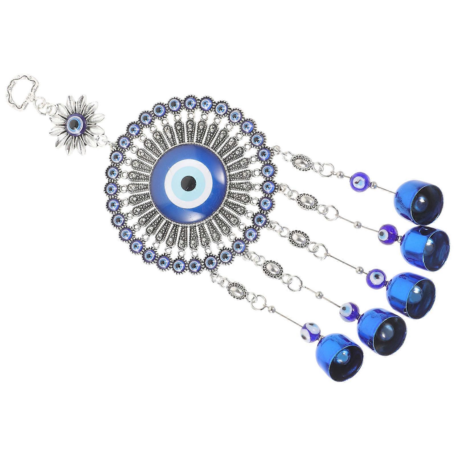 Evil Eye Car Accessories Metal Sunflower Bell Hanging Ornament For Home Decoration 25x9cm Decoration 1Pcs