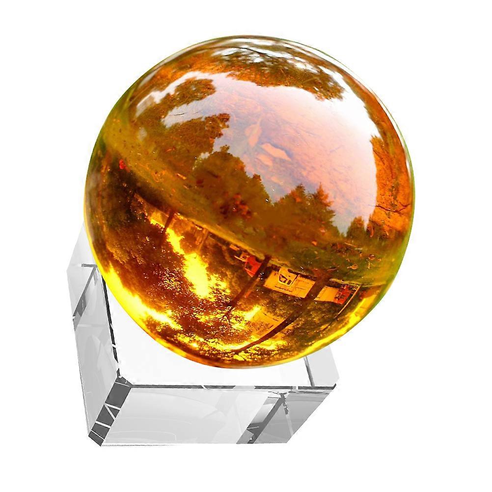 Boule de cristal avec support, 1 pièce, jaune, design compact, décoration de table