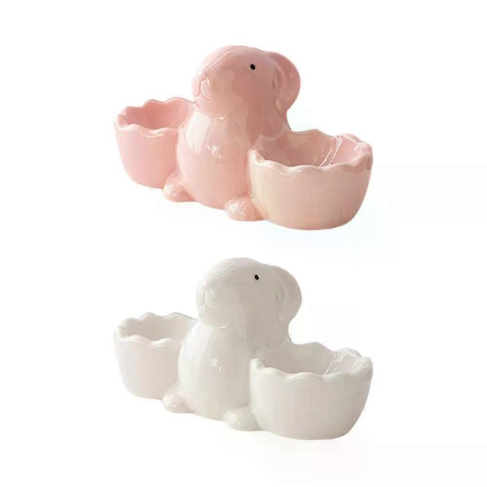 Ceramic Egg Cup Bunny Egg Stand for Easter Decoration Table Centerpiece