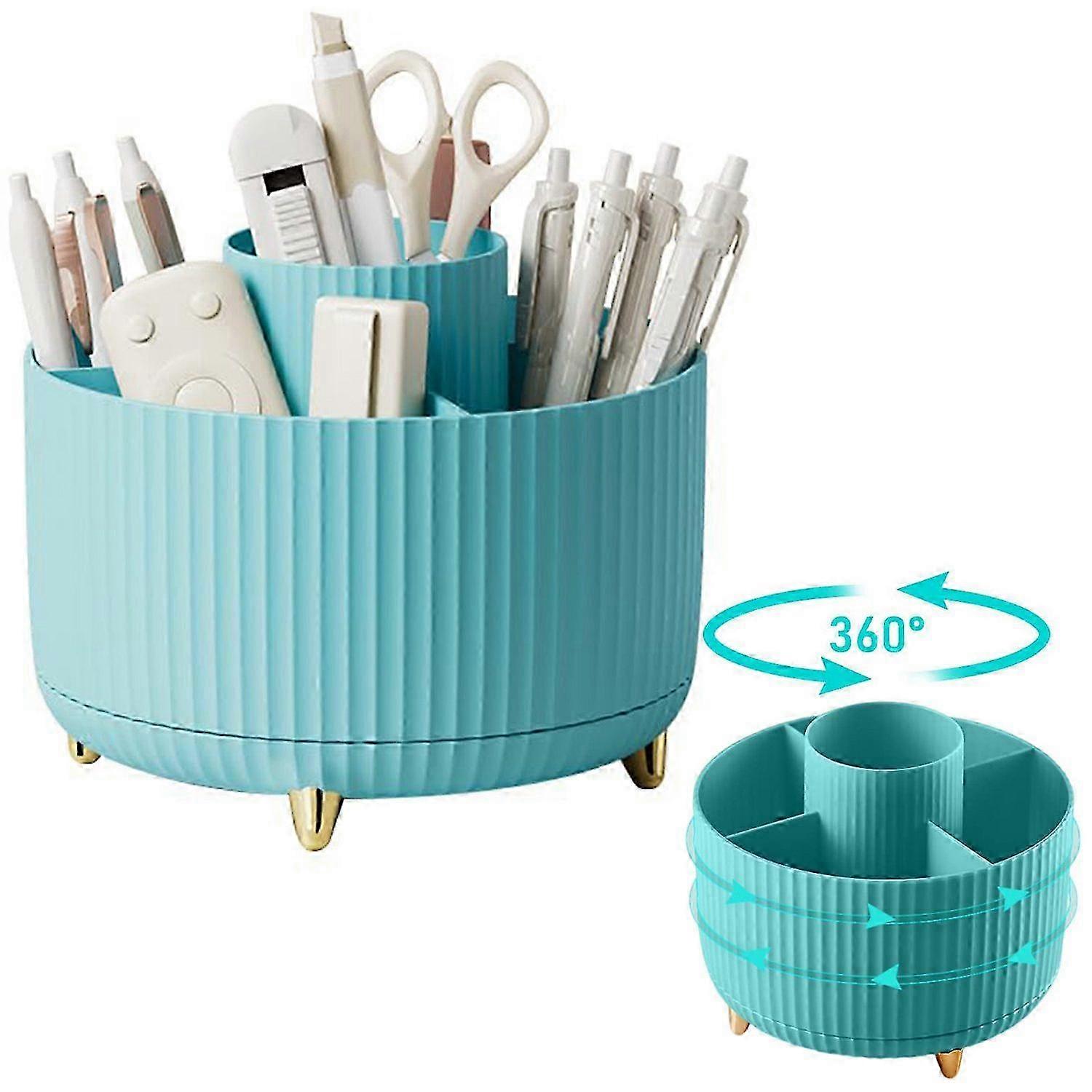 360° Rotatable Cosmetics Organizer with 5 Compartments for Makeup & Accessories Storage Solution