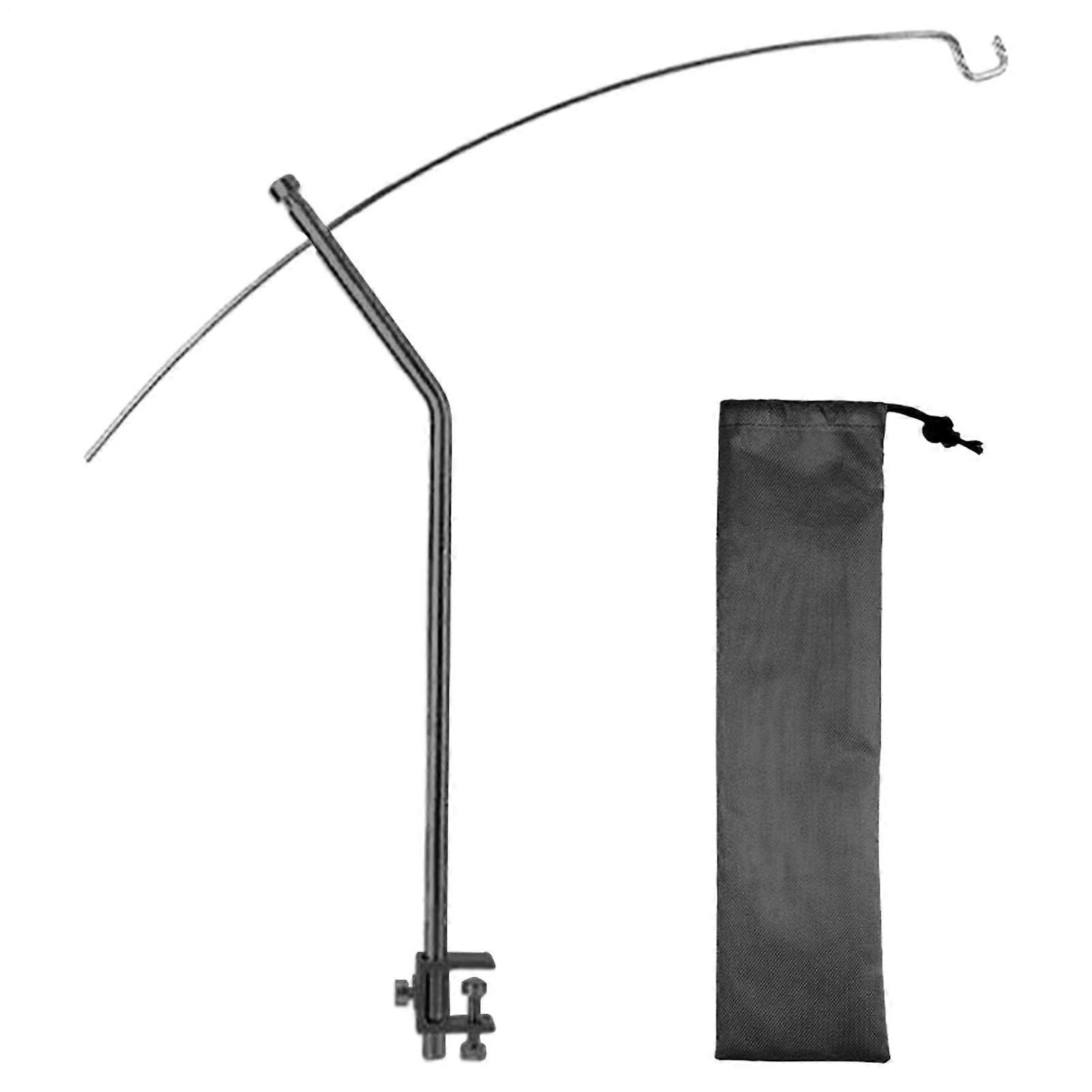 Camping Lantern Stand - Portable Adjustable Folding Light Pole, Sturdy Lamp Support Rack for Outdoor Activities, Black