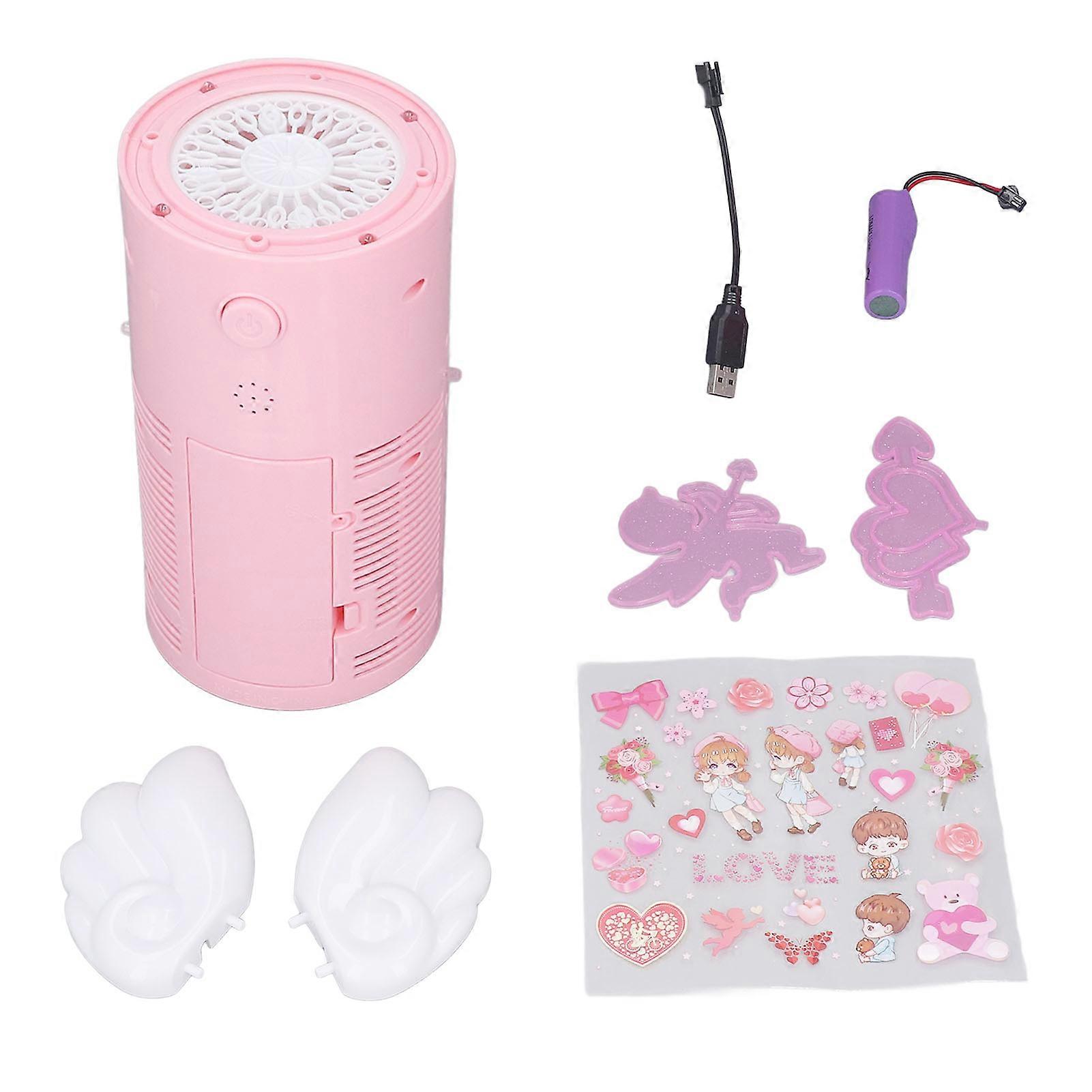Pink Automatic Bubble Blower with Music, LED Lights, and Multi-Hole Design - Includes Solution