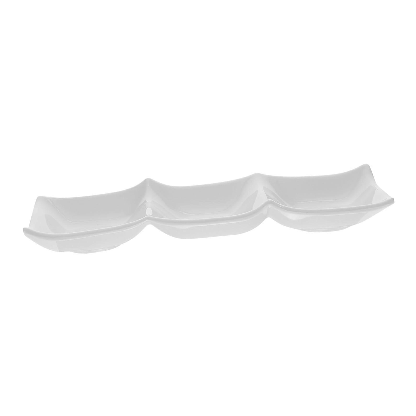 Snack Sauce Dish - Divided Serving Bowl for Snacks, Spices, and Salsa, Large 25x9cm Food Container with Lid