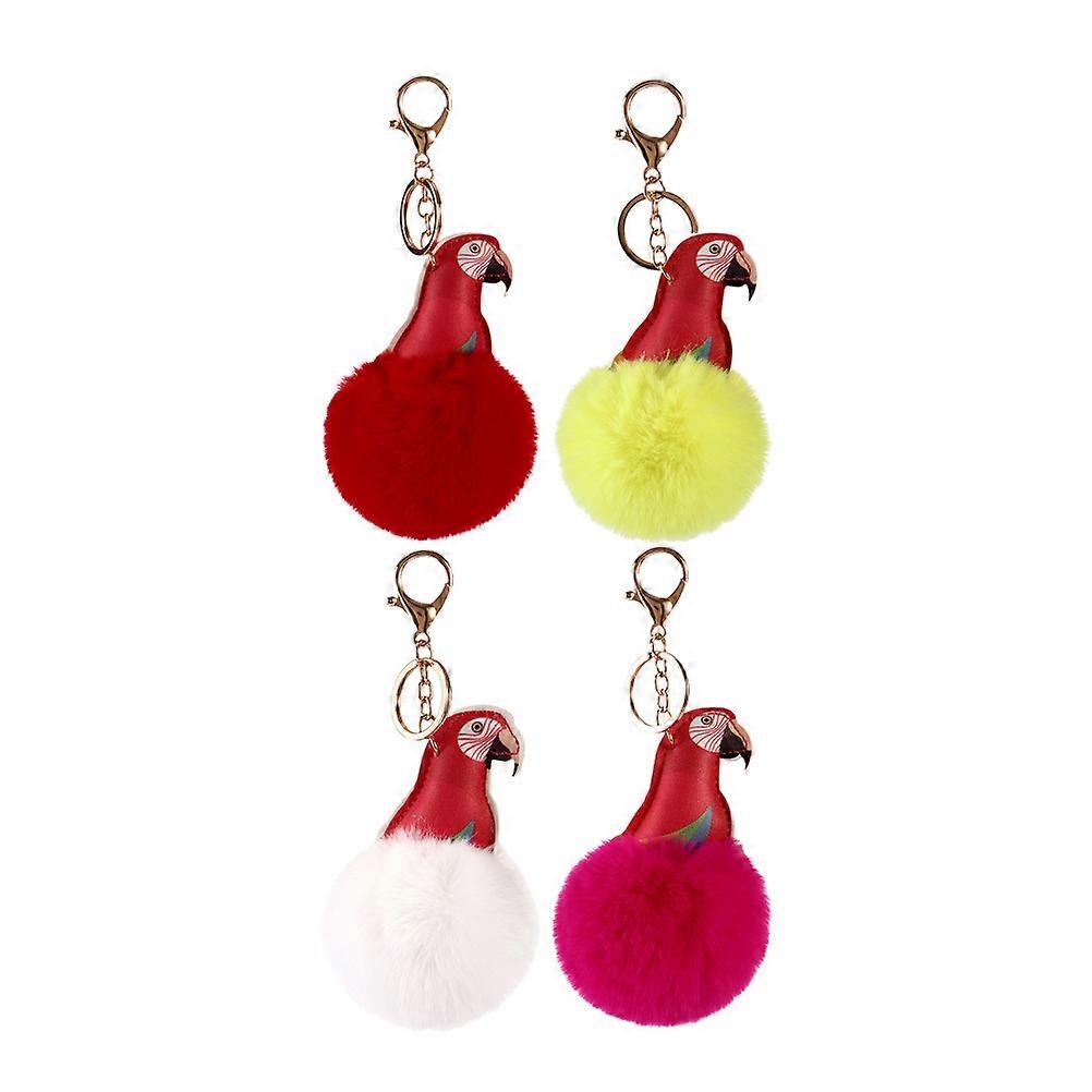 Stylish Key Ring Bag Pendant Parrot Shape For Women Daily Use Assorted Color 4Pcs