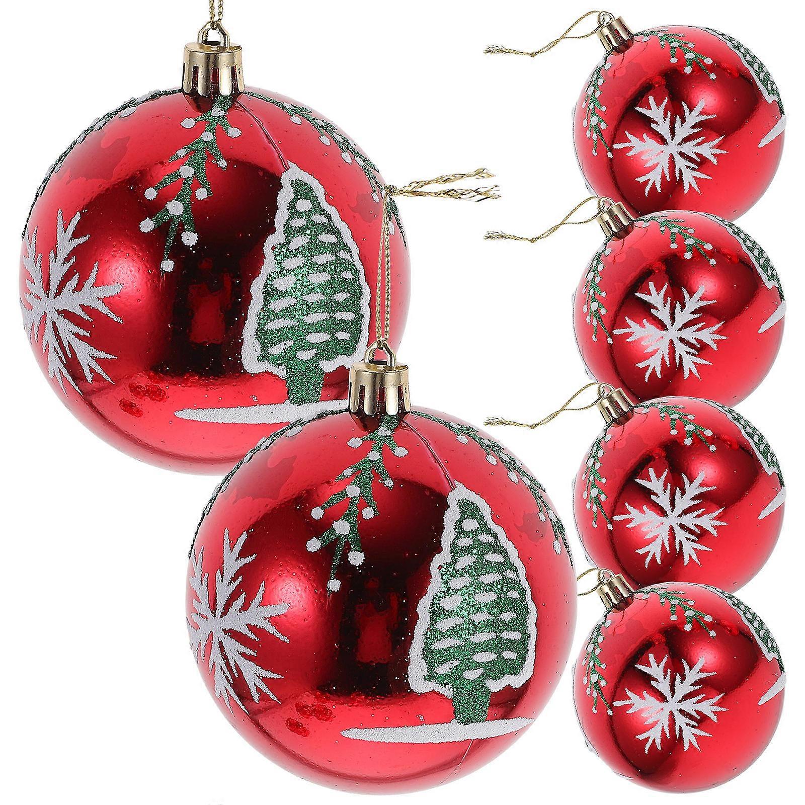 Hanging Decorations Christmas Decorative Special Occasions Red 8x8x8cm Photo Prop 6Pcs