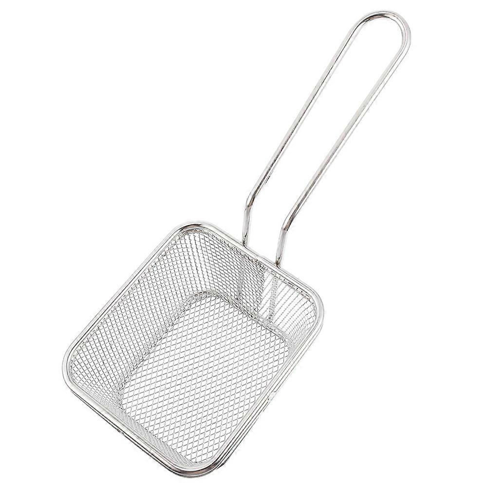 Stainless Steel Large Fine Mesh Frying Basket with Ergonomic Handle for Oil Draining, Multi Use Filter Basket for Chips, Vegetables, Meat, French