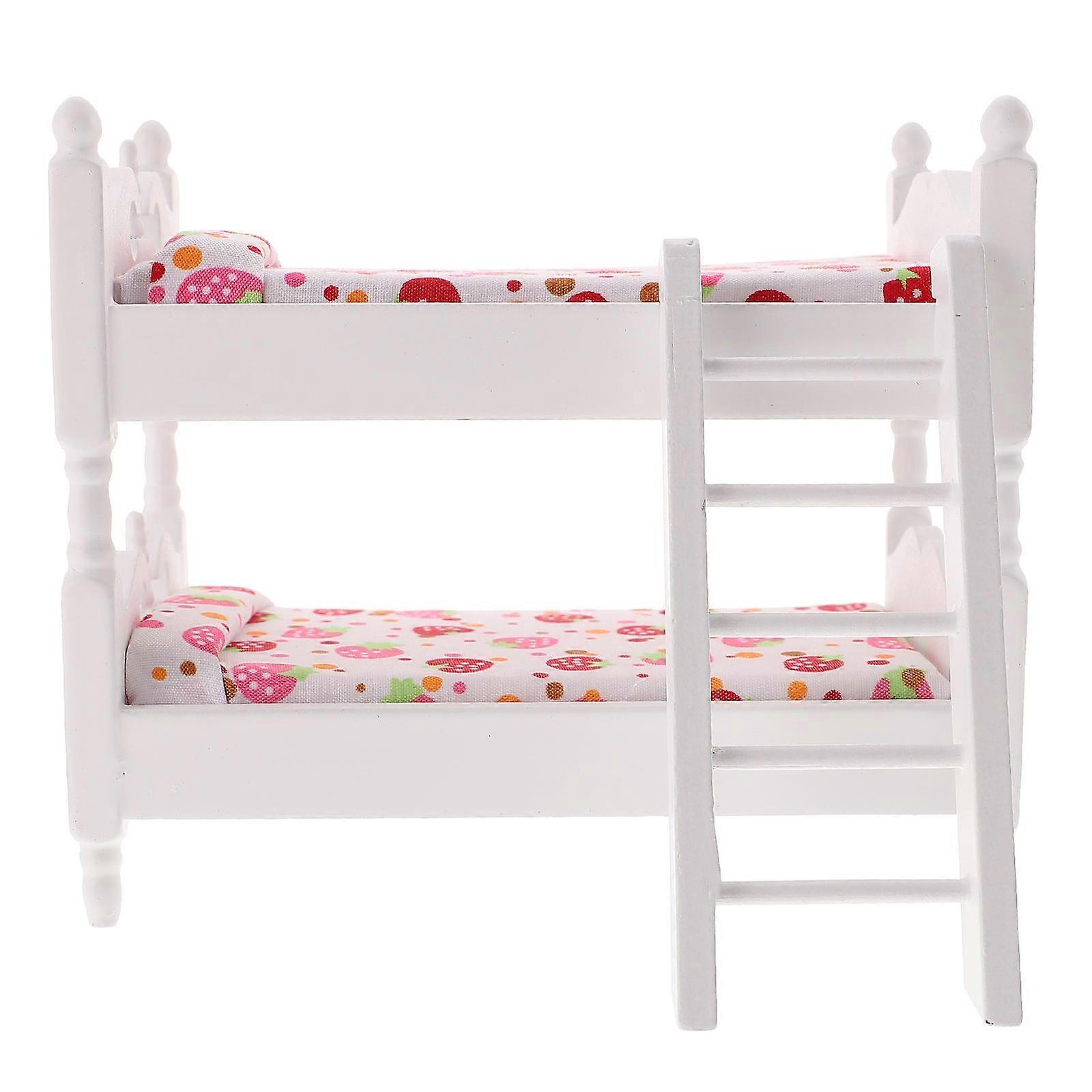 Mini Dollhouse Bunk Bed Accessory For Children Made Of Smooth Materials Perfect For Room Decoration In 1Set
