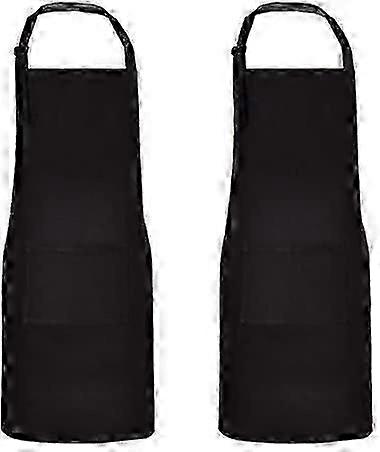 Pacote com 2 aventais de cozinha de algodão com tema preto - ajustáveis com bolsos para homens e mulheres