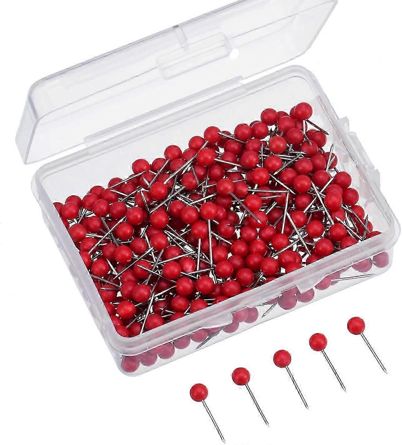 Map Tacks Push Pins 1/8 Inch Small Size, 300 Packs (Red)