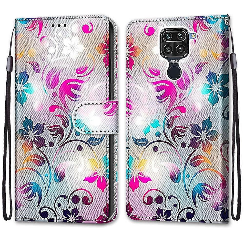 Mobile Phone Case for XiaoMi Redmi Note 9 / 10X 4G, Flip Cover Wallet Style with Card Slot, Anti-Fall - Colourful Pattern