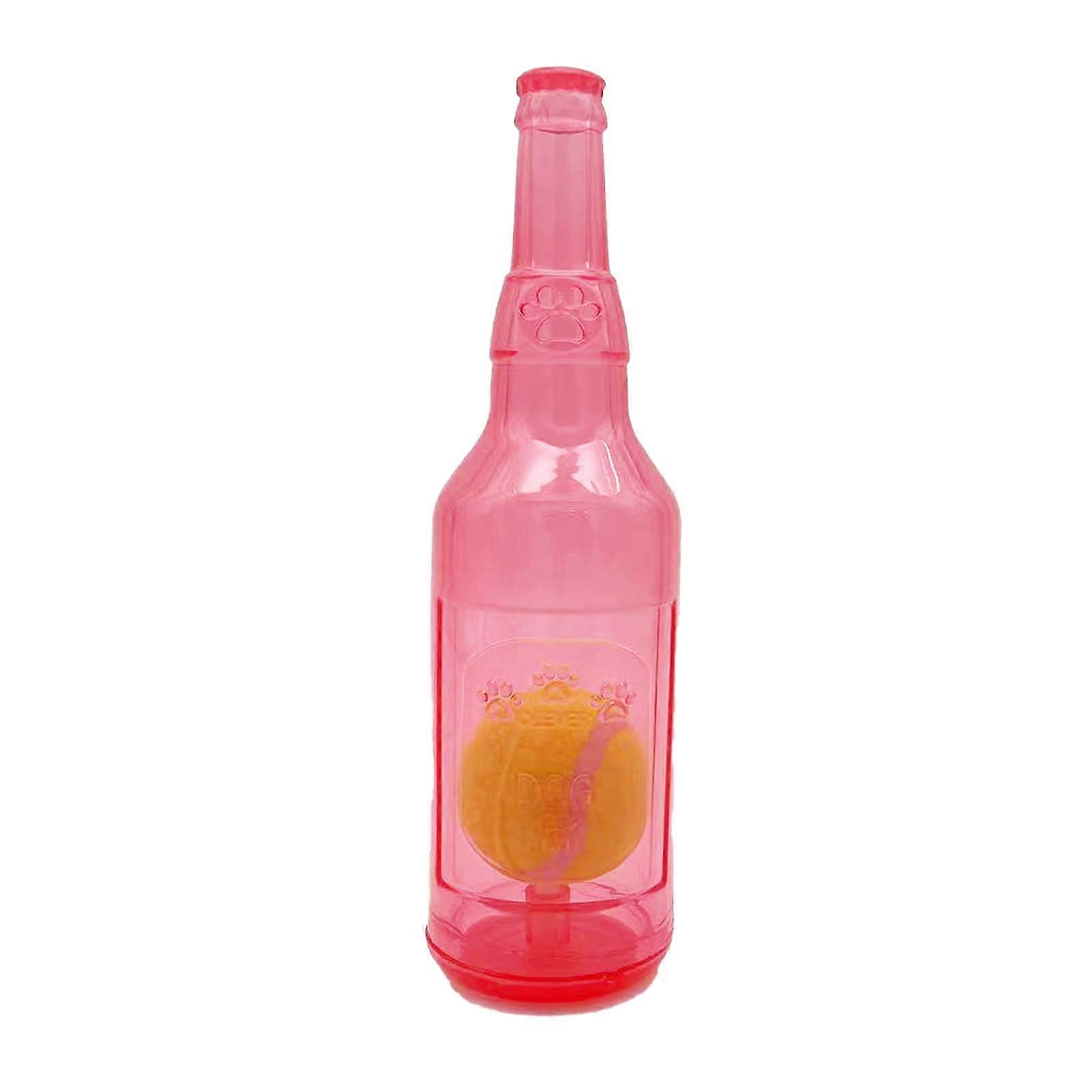 Pet Chew Toy Teething Toy Beer Bottle Shape Size S Red Puppy Molar Toy For Teething