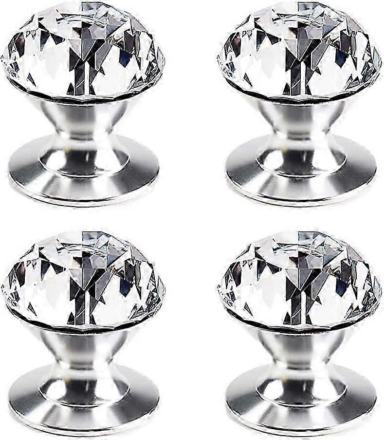 4pcs Crystal Self Adhesive Knobs Aluminum Self Adhesive Knob Pull Handle Self Adhesive Handle Removable Replacement Knob