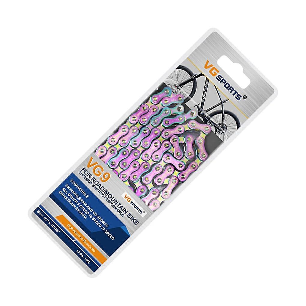 Sturdy Bicycle Chains 9 Speed for Mountain Bikes, Durable Carbon Steel, Corrosion-Resistant, Colorful Design