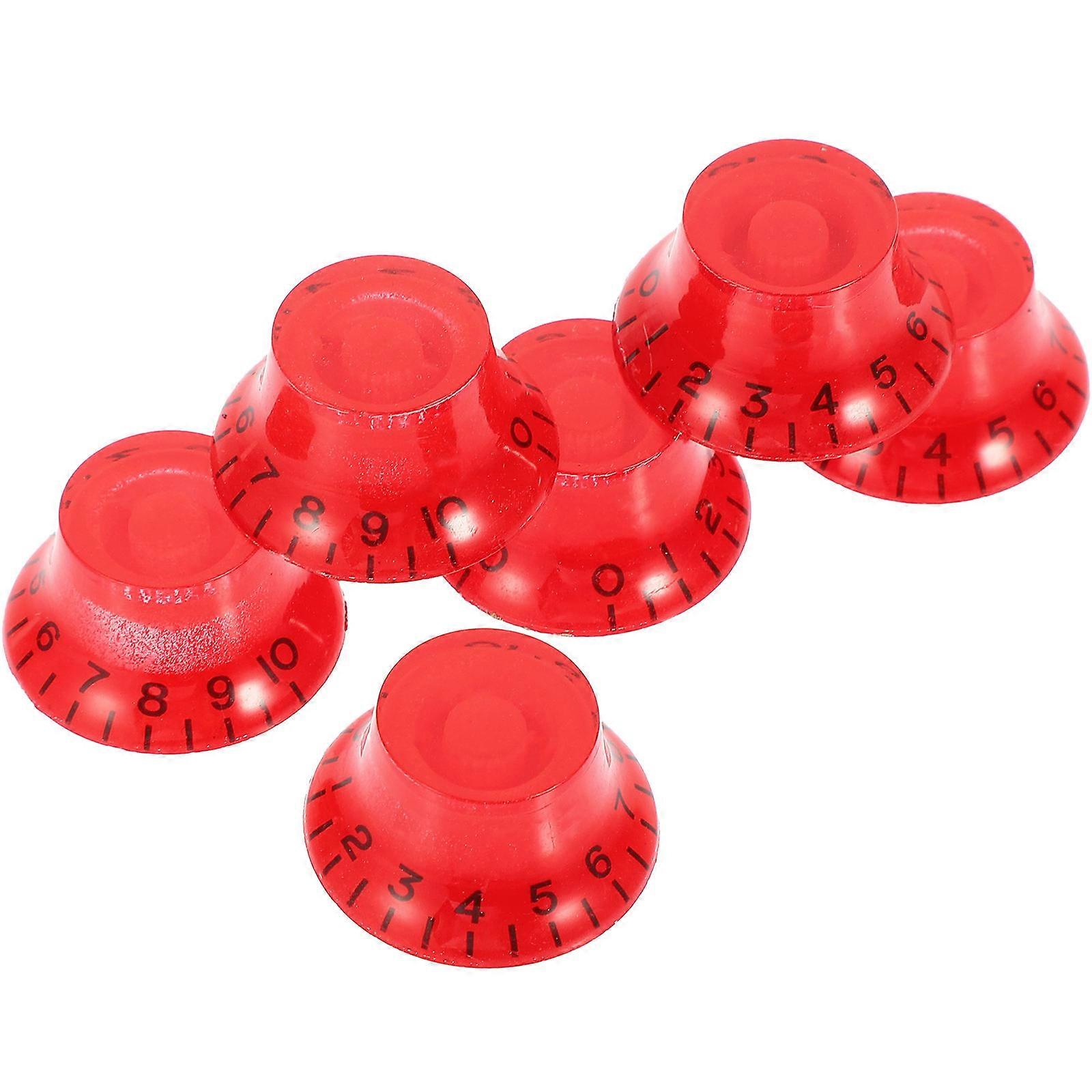 Guitar Knobs Electric Guitar Volume Positioning Durable Red Acrylic Control Function 6Pcs