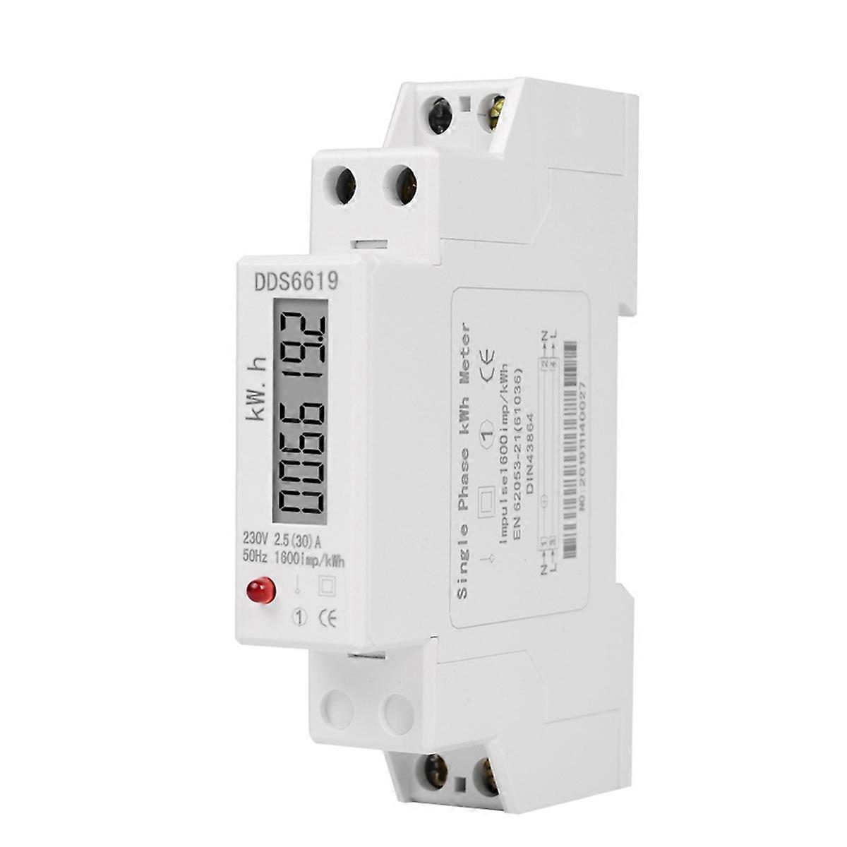 DDS6619-002 Rail Type Electric Energy Meter 1P 30A 230V