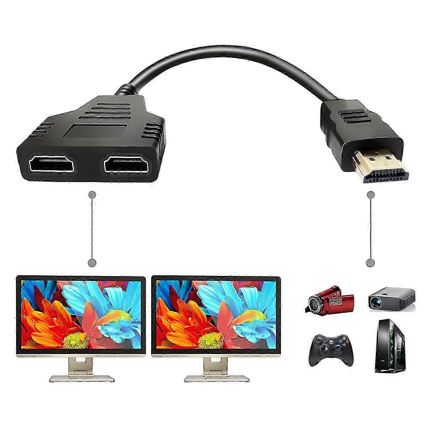 Sunrain HDMI Splitter כבל מתאם מפצל HDMI 1 ב 2 יציאות $HDMI זכר ל HDMI כפול נקבה 1 עד 2-1560