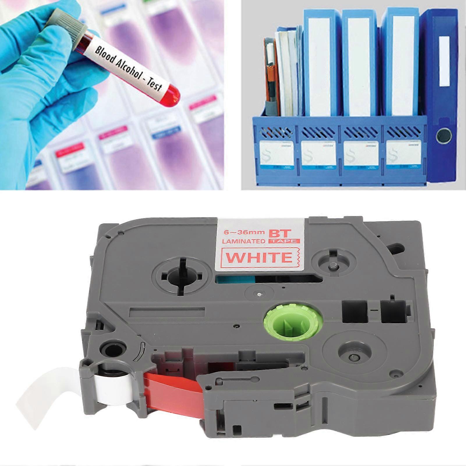 5Pcs 9mm Laminated Waterproof Label Tape White on Red for PT D210