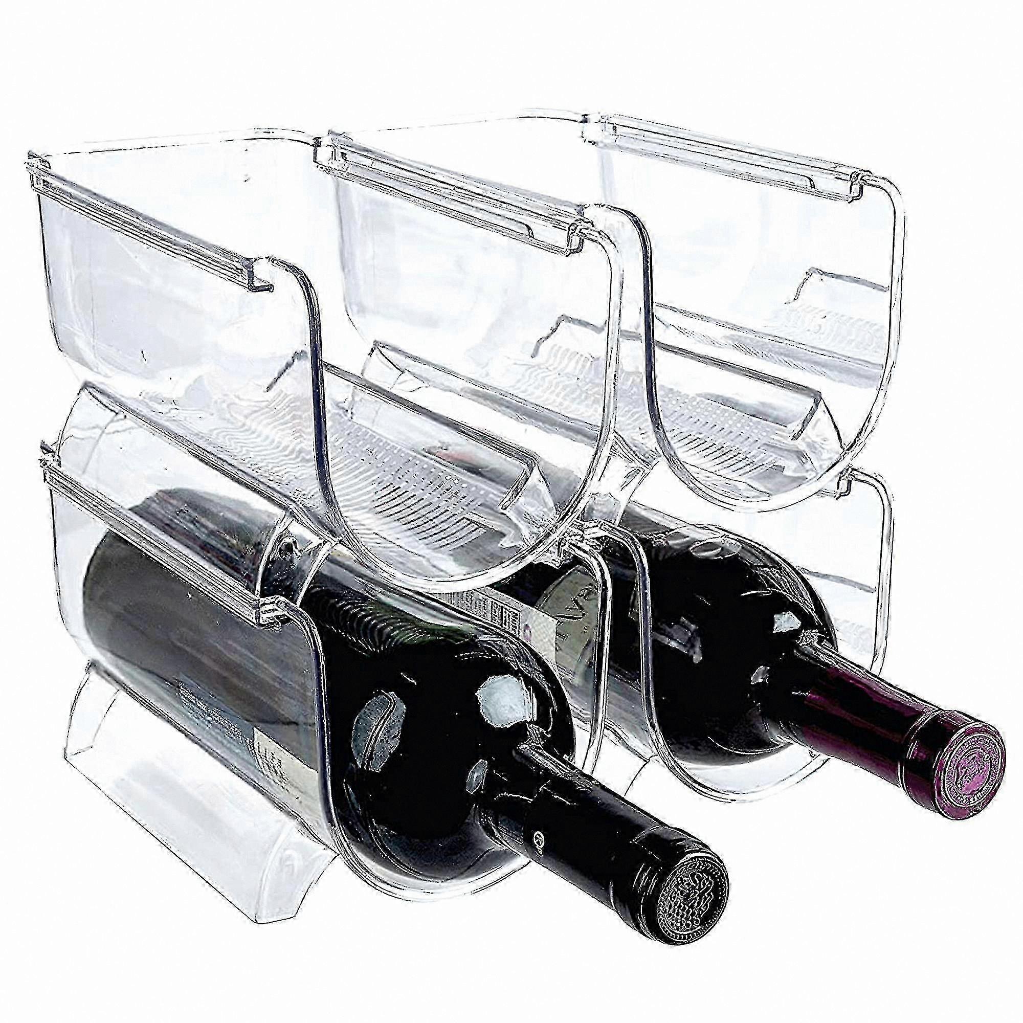 4-Pack Stackable Bottle Rack for Kitchen Pantry or Fridge Storage