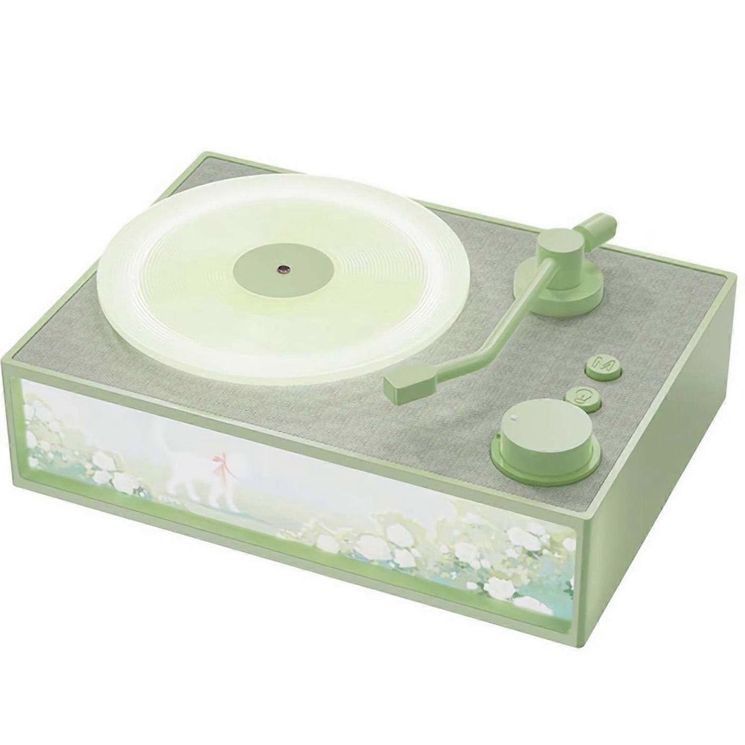 Portable Bluetooth Speaker with Light, Fragrance Diffuser, Retro Record Shape (White)(Green)