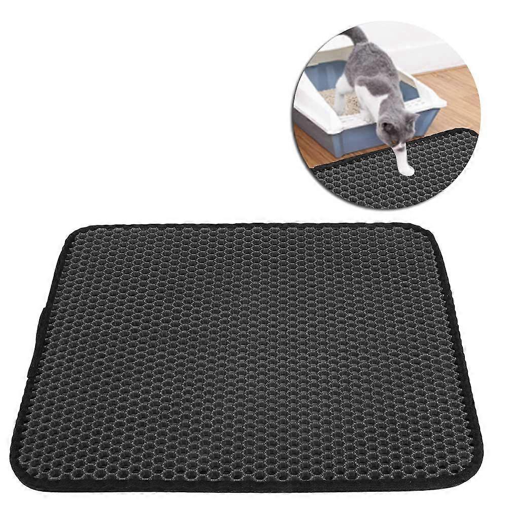 EVA Double Layer Cat Litter Mat Trapper Pad Black M 40x50cm