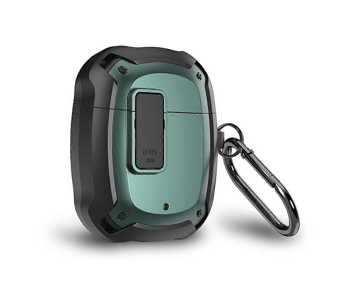 Case for Google Pixel Buds 2 Dual Layer Protection Exterior Hard PC Interior Soft Silicone Shockproof Black Green