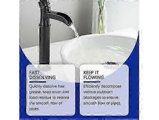 2025 Pipeline Dredging Agent, Powerful Pipe Dredging Agent Drain Clog Remover for Kitchen, Toilet & Sinks Fast-Foaming Unblocker to Clear Grease, Food