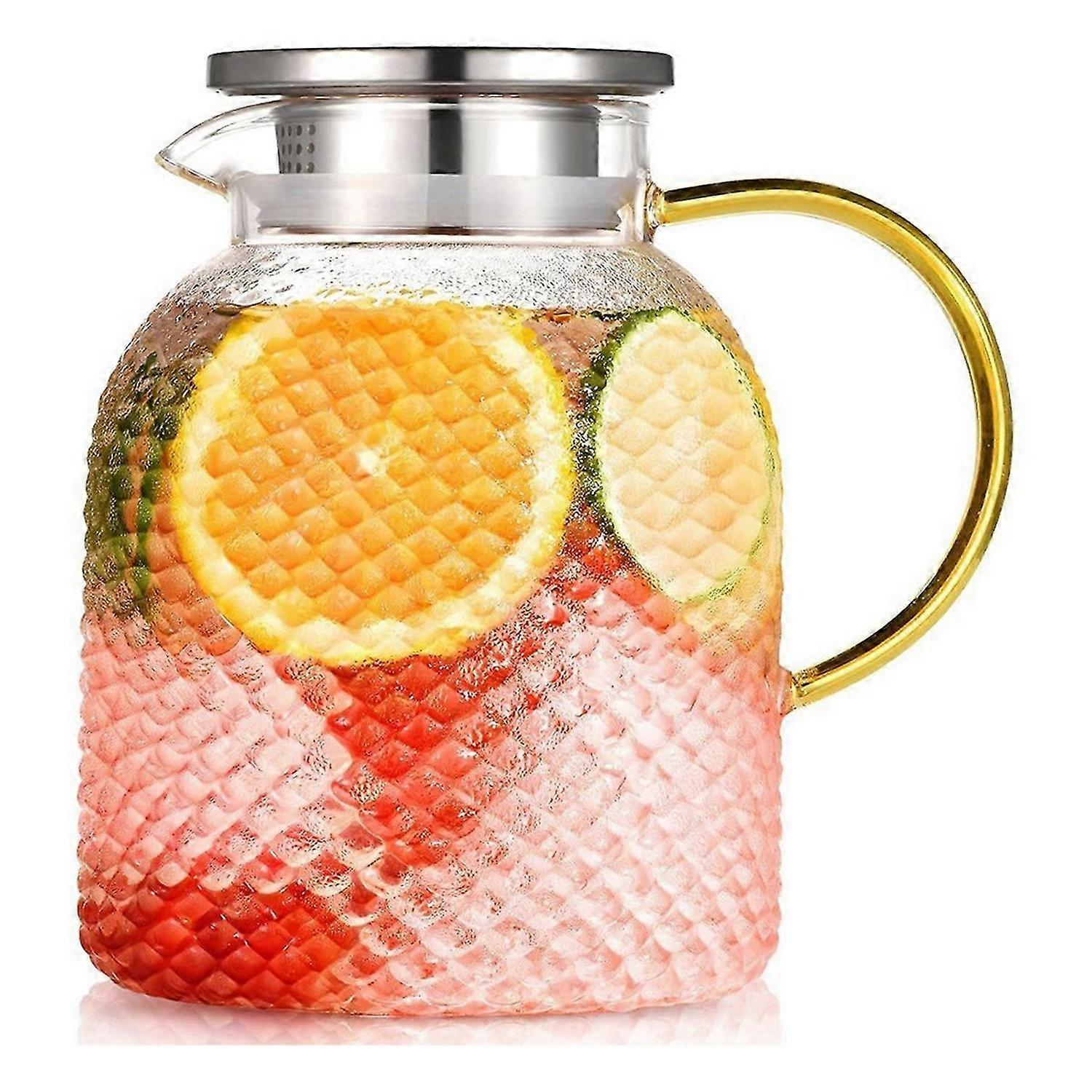 Glass Pitcher, 50oz Glass Pitcher with Lid and Spout, 1.5L Glass Water Pitcher, Iced Tea Pitcher for Fridge,Pitchers