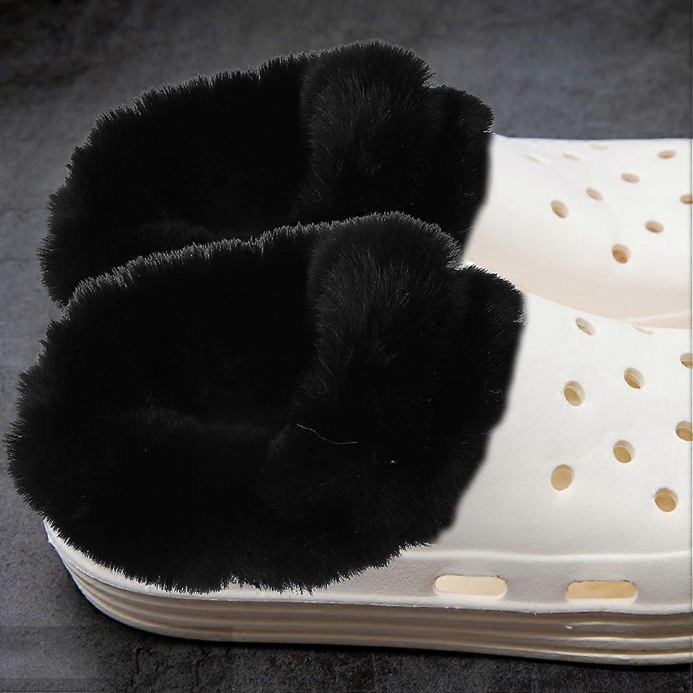 Black Plush Winter Shoes Liner for Shoe with 1Pair Warm Pompom