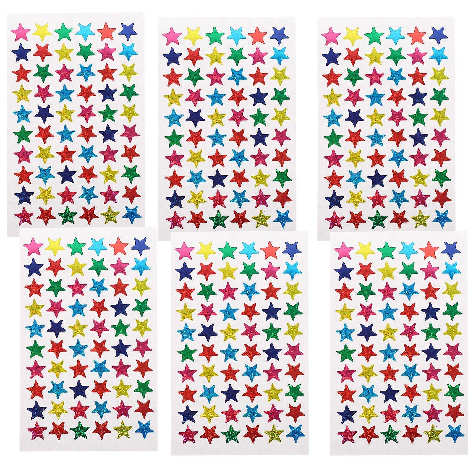 Assorted Color Star Stickers Paper Holographic Star Stickers for Decor 6 Sheets
