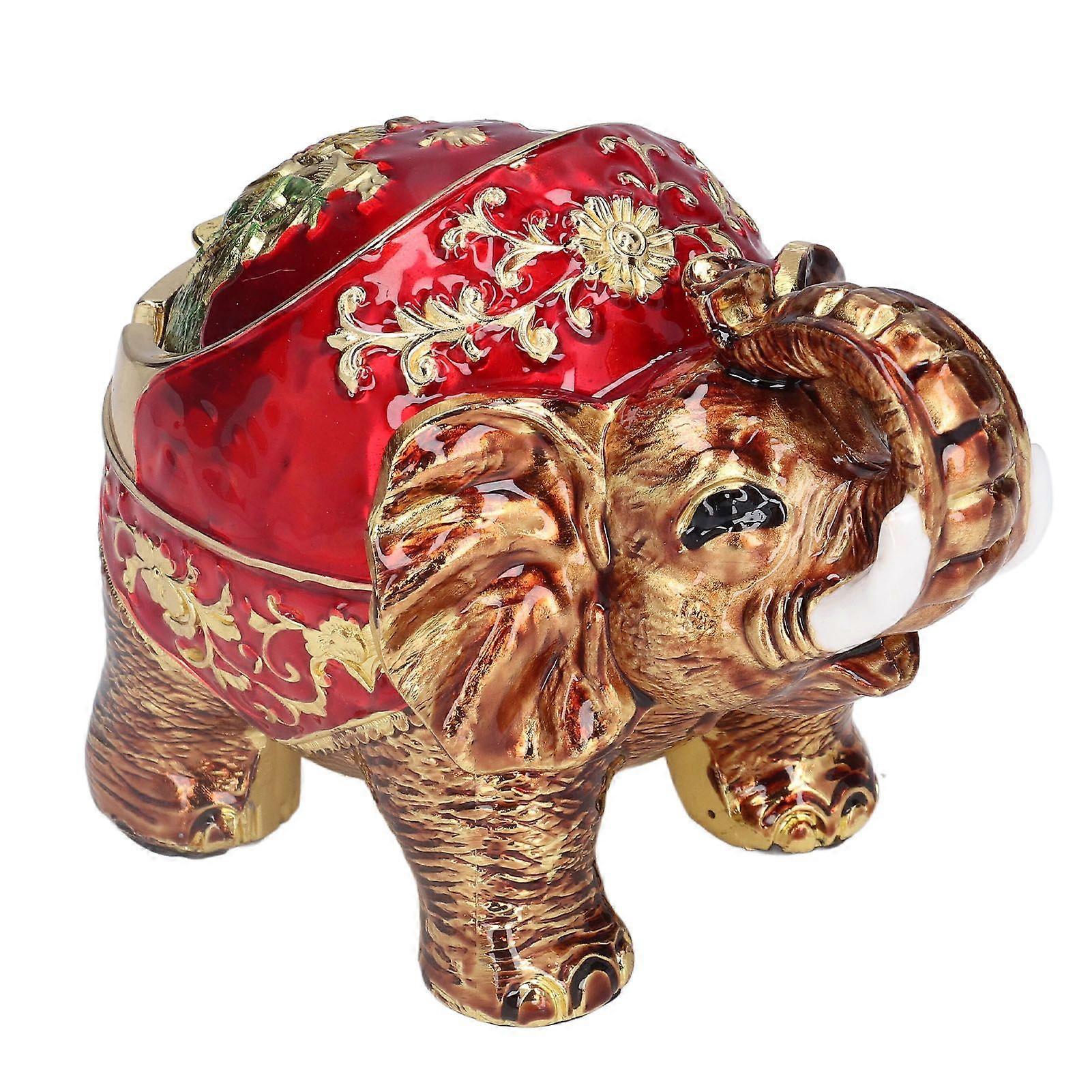 Ash Tray European Style Retro Elephant Spherical Zinc Alloy Dust Collector with Lid