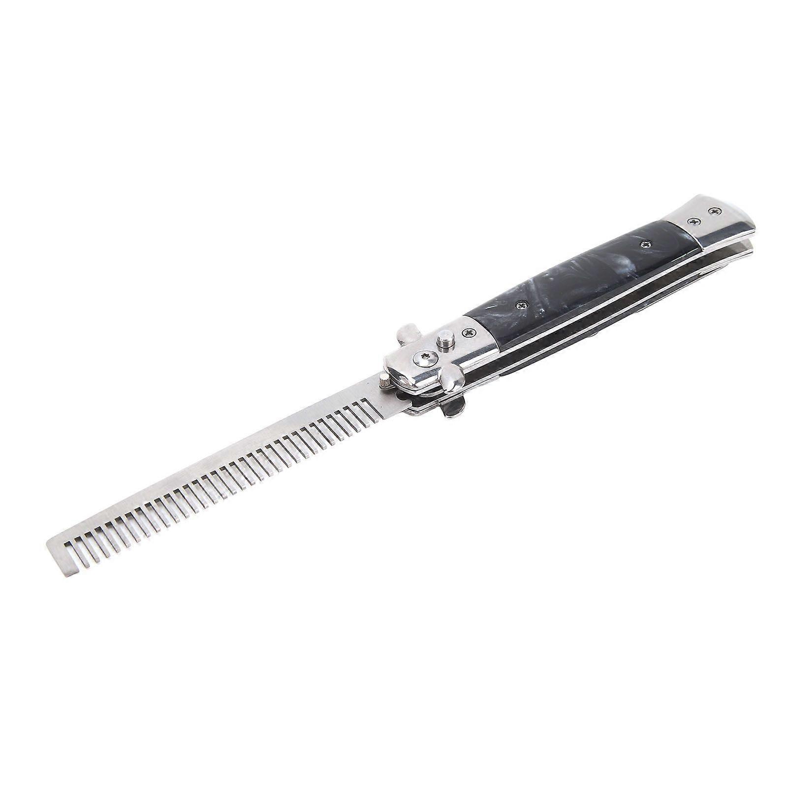 Switchblade Comb Men Automatic Push Button Foldable Pocket Oil Hair Comb for Hair Beard Moustache Wardmaster