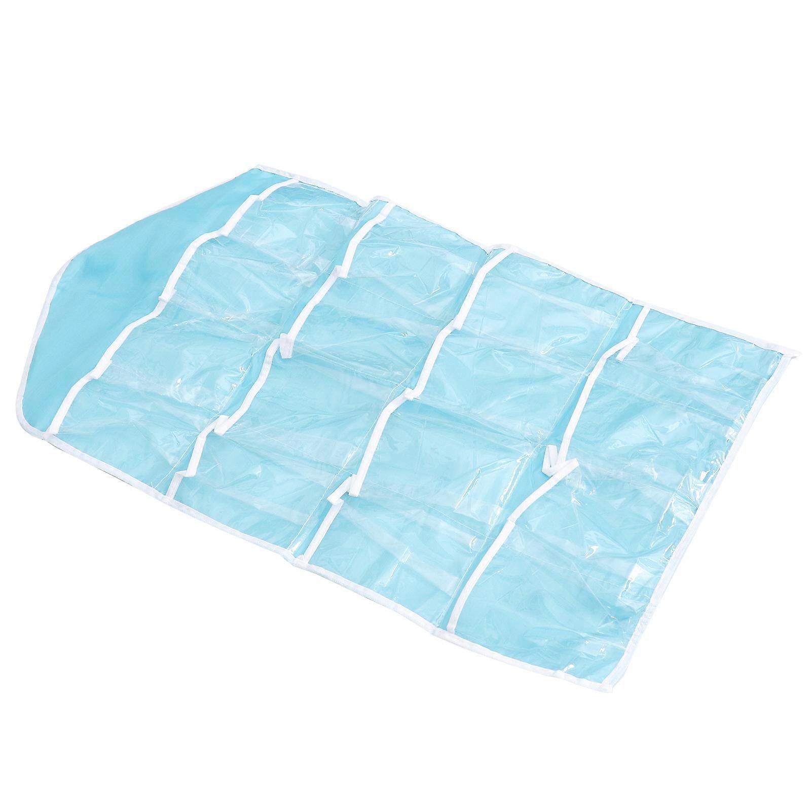 Blue Hanging Storage Bag for Underwear and Socks with 16 Pockets