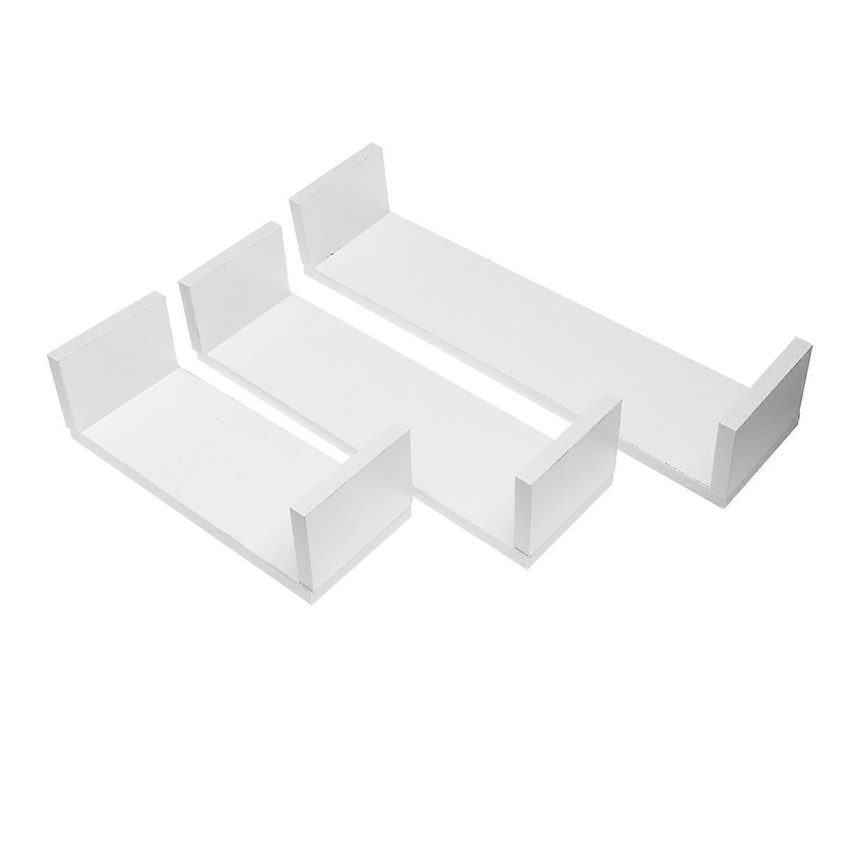 Rectangular Wall Shelf Bookcase 3 Sets Of 3Pcs Ideal For Room Organization Featuring Natural Material In Warm White Color