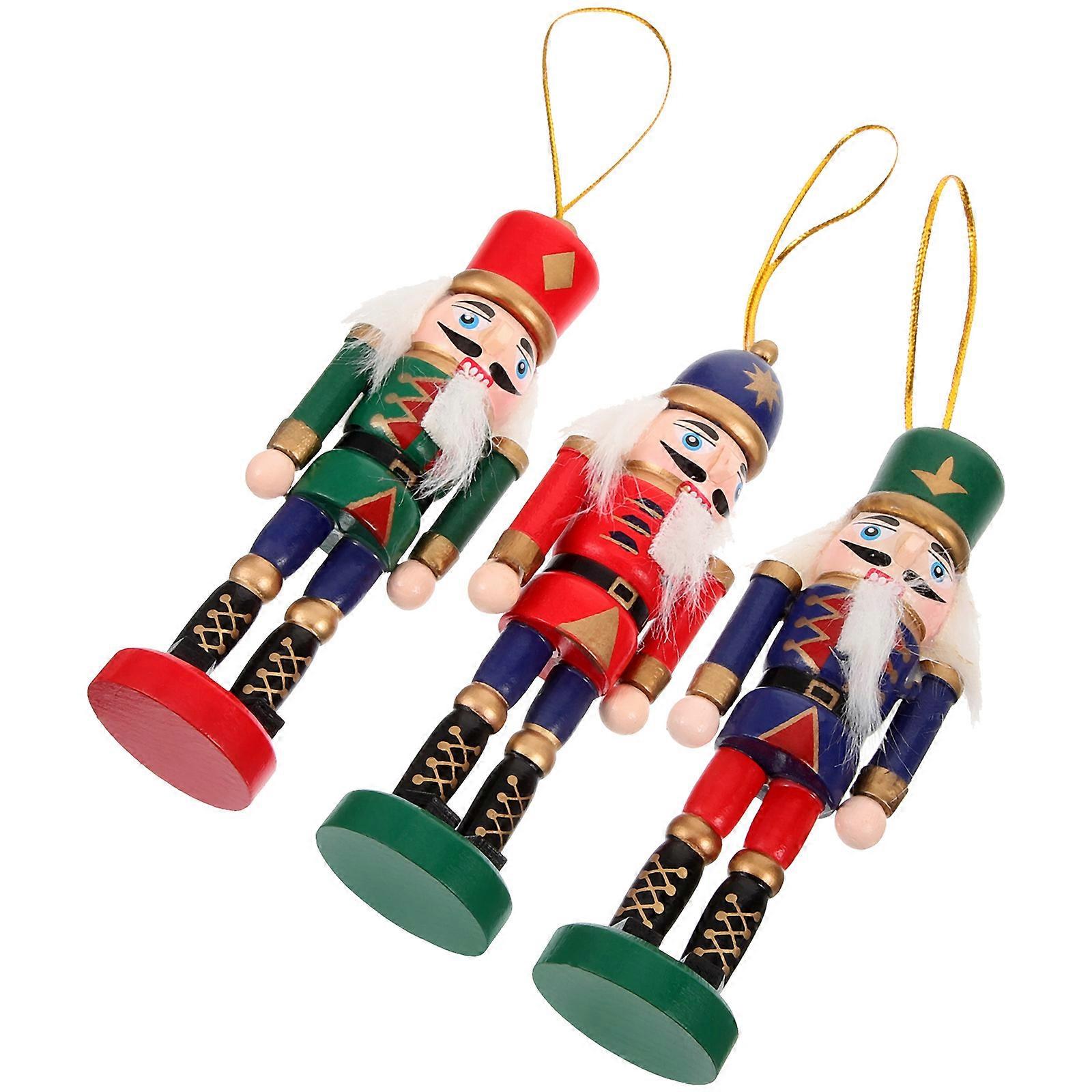 Wood Nutcracker Craft 9Pcs Assorted Color Charm Xmas Nutcrackers Decoration