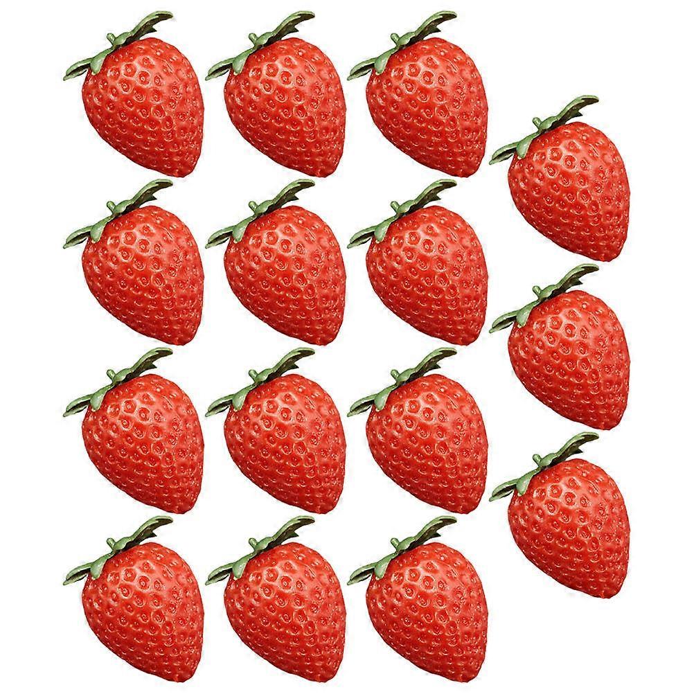 Artificial Strawberry Model Decor Simulation Fruit Ornament for Decoration 15Pcs