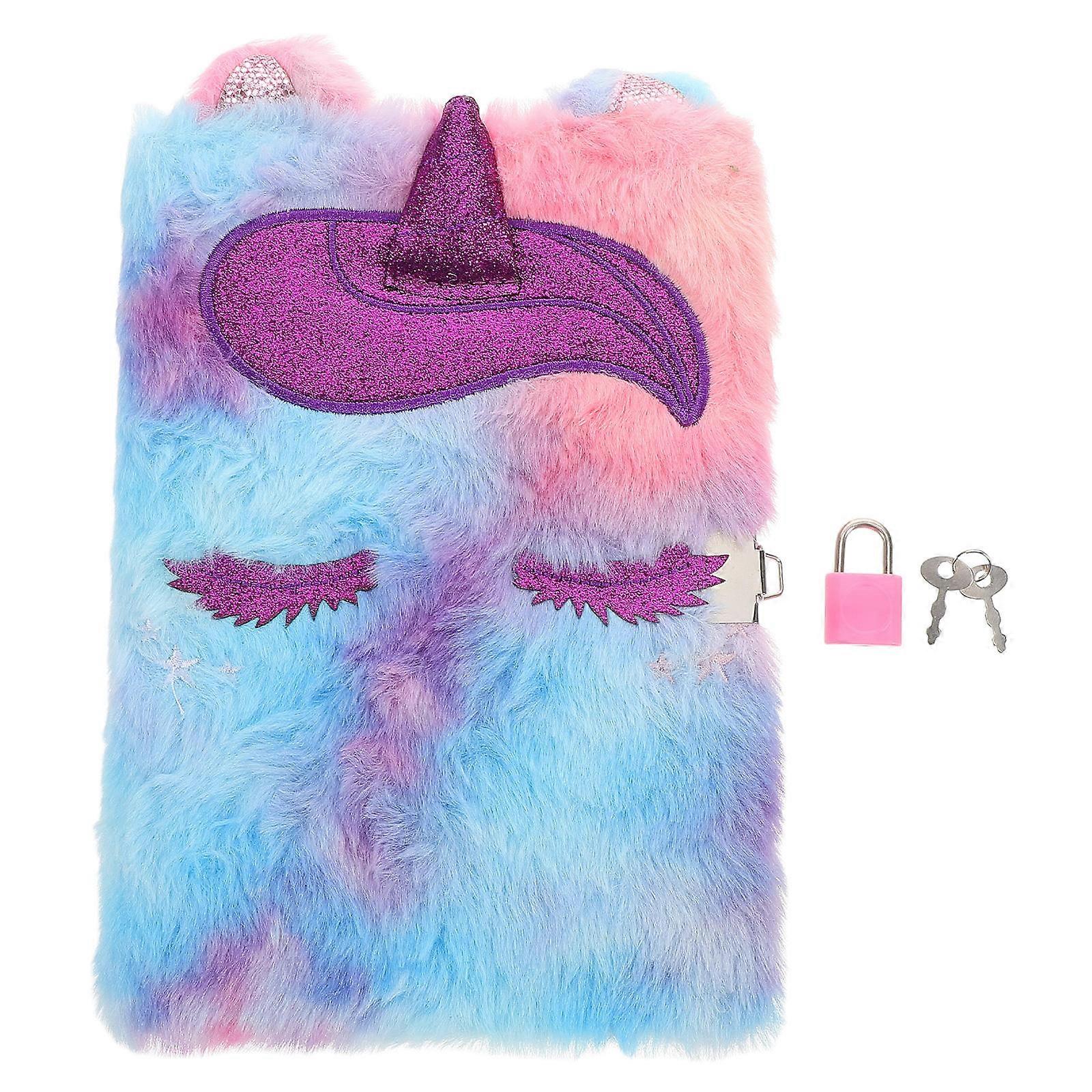 Plush Diary with Lock for Girls Cute Unicorn Design Soft Exterior Ideal for School and Travel Rectangular Shape Metal Locking Mechanism 1Pcs