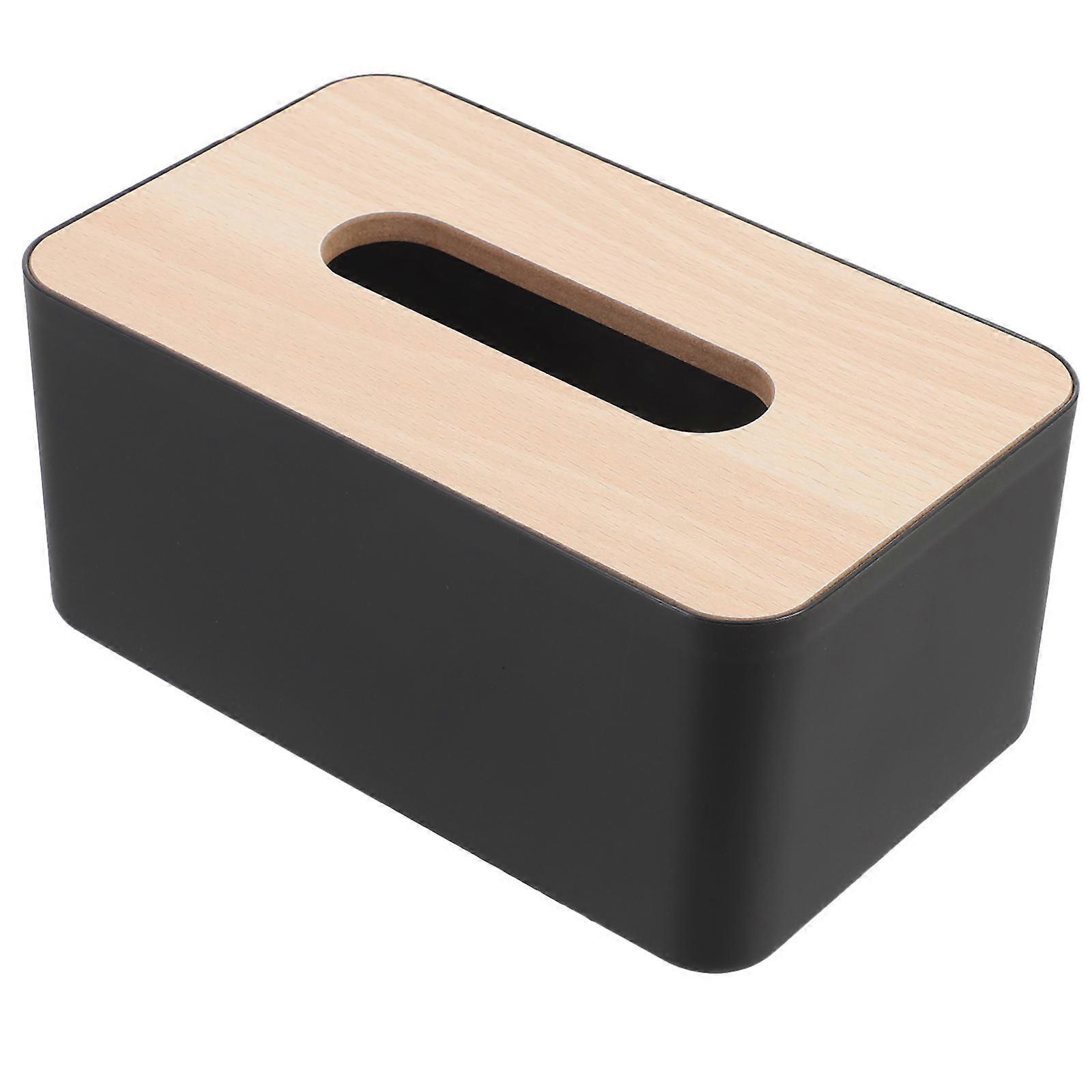 5Pcs Tissue Holder Wood Plastic Tissue Box Cover Suitable For Dressing Table End Table Black Color Featuring Waste Reduction Function