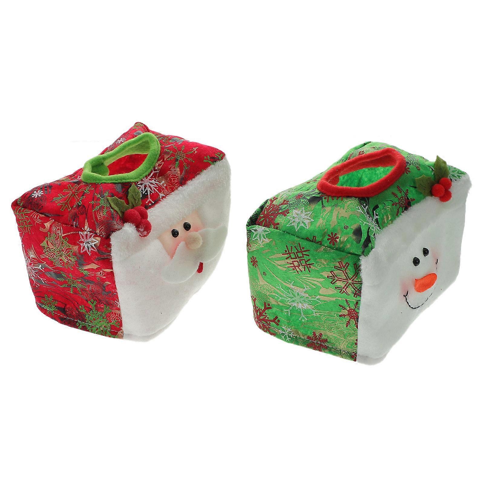Christmas Tissue Case Fabric Holder for Storage 4Pcs Portable Holiday Set