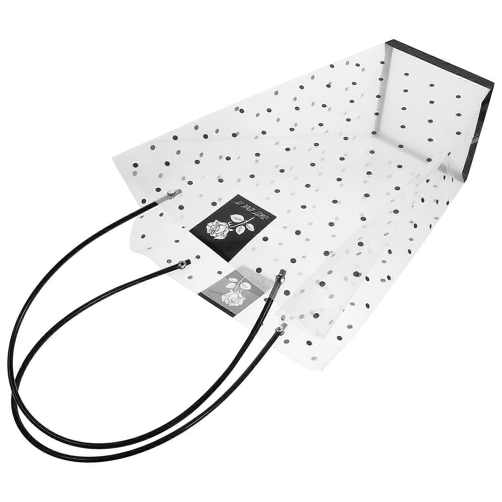 Rose Wrap Bag Flower Packaging Bag with Handle Transparent 2Pcs