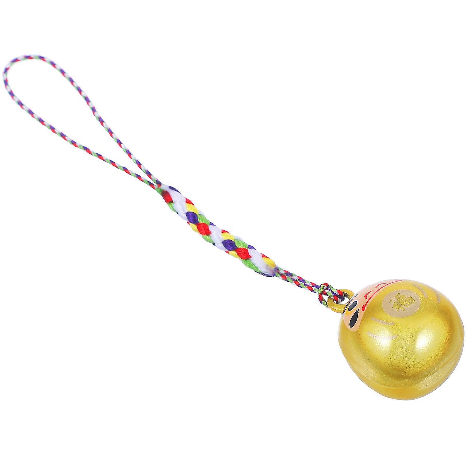 Japanese Daruma Keychain Decoration for Blessing with 5Pcs Golden Copper Charms