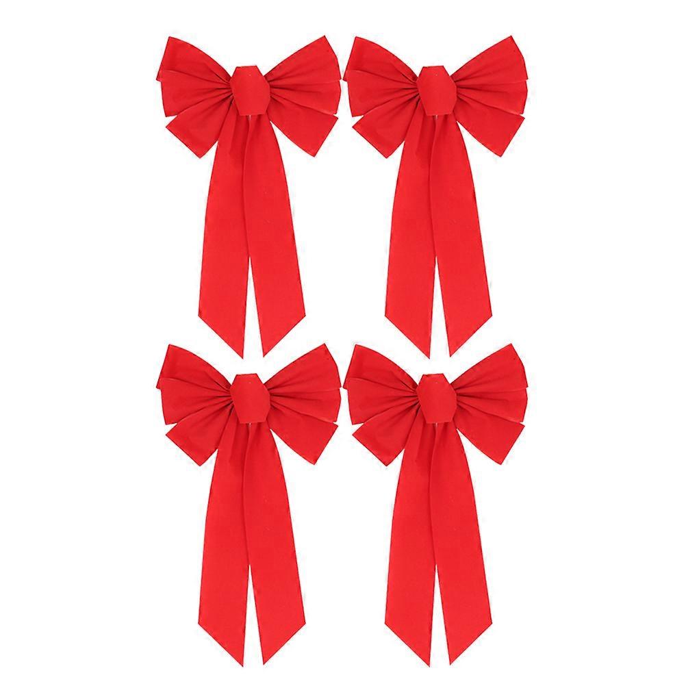Chic Design Flannel Bowknot Ornament For Christmas Festival And Home Decor In Red 26x49Cm Reusable 16Pcs