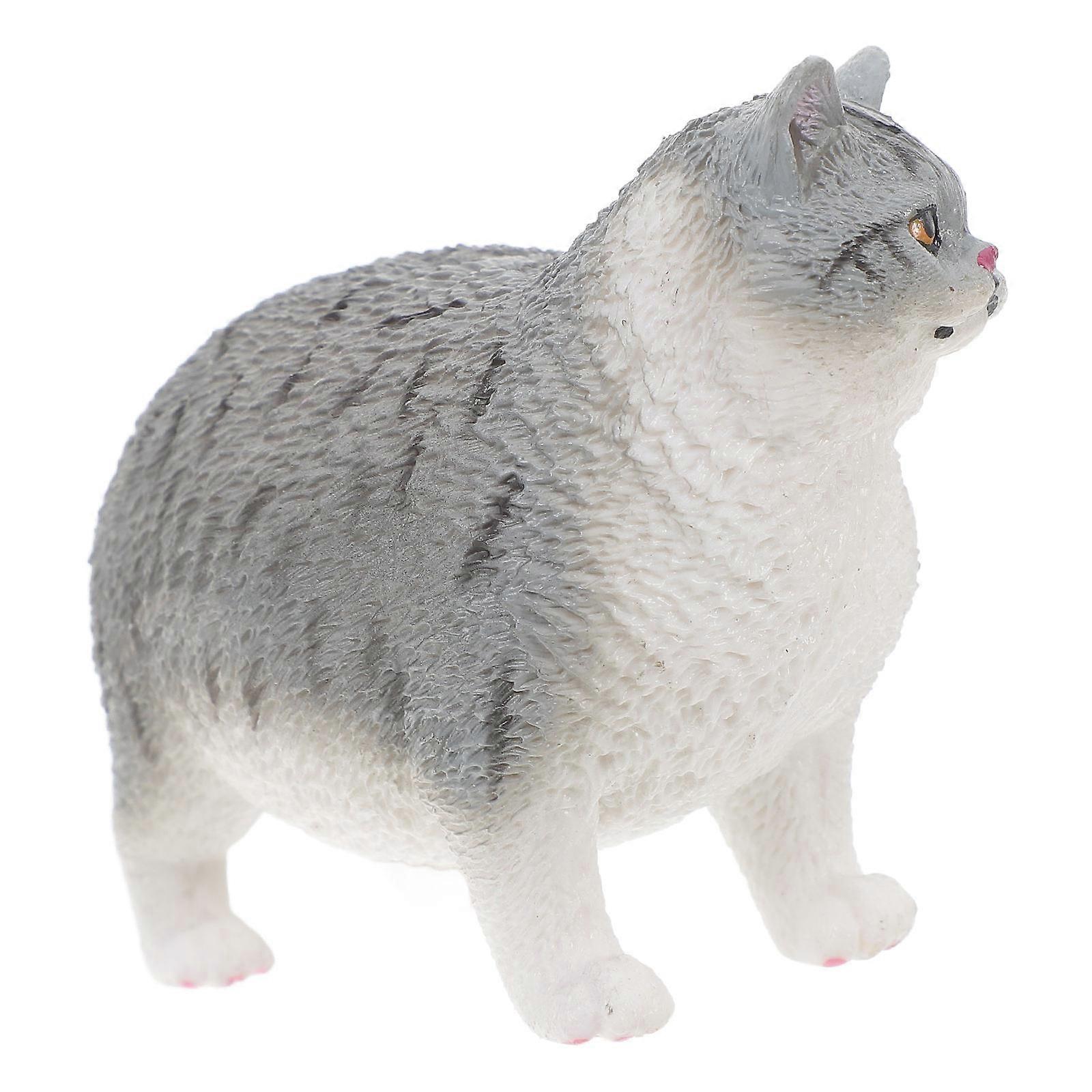 Simulation Cat Figurine Cat Ornament for Home Decoration 2Pcs Plastic