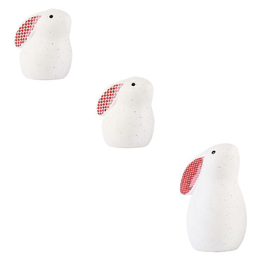 Ceramic Bunny Figurine for Desktop Adornment 3Sets Assorted Color